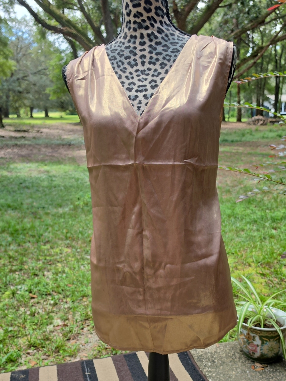 Worthington Metallic Copper V-Neck Satin Camisole